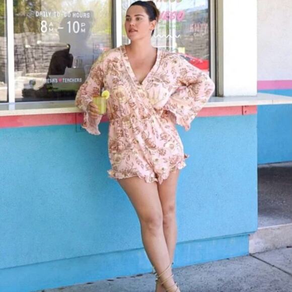 Agua Bendita X Target Romantic Floral Print Flare Sleeve Romper - Picture 5 of 9